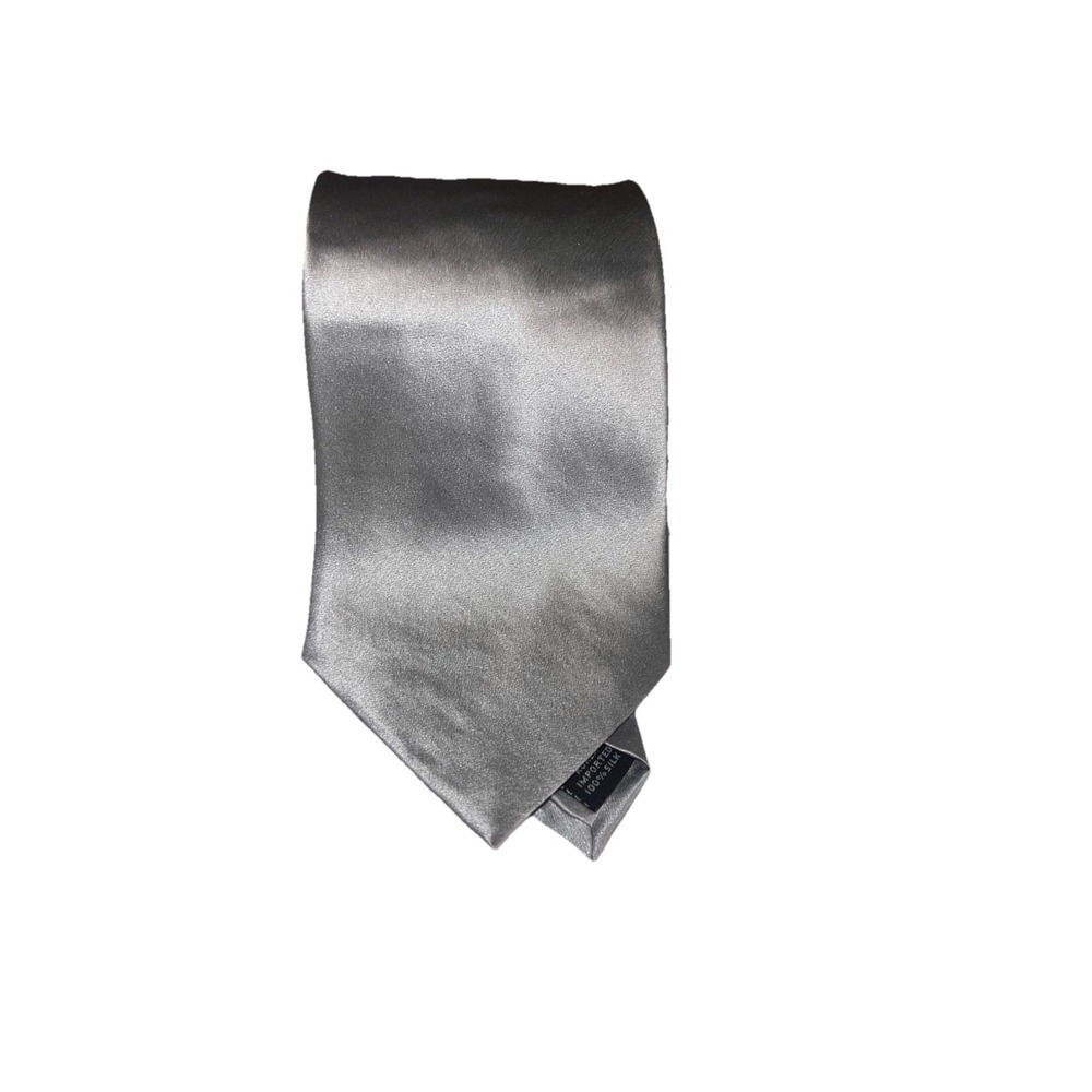 Regis Men's Silk Satin Silver Traditional Wedding Event Formal Tie‎